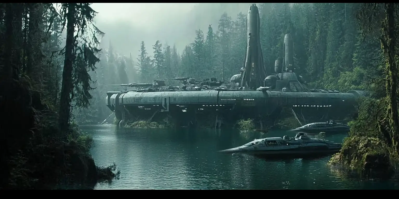 Image of a futuristic Navy base in the Pacific Northwest